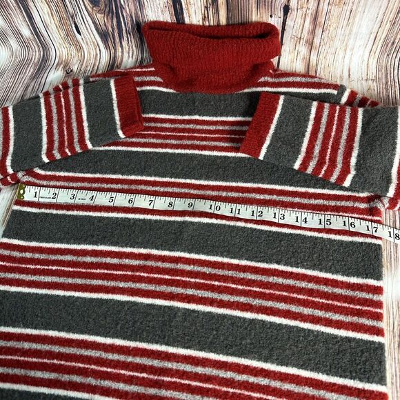 Charter Club Womens Size Small Red Gray Stripe Wool Blend Turtleneck Sweater Top - Picture 5 of 8